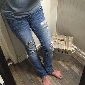 American Eagle Skinny Jeans with Colored Rips