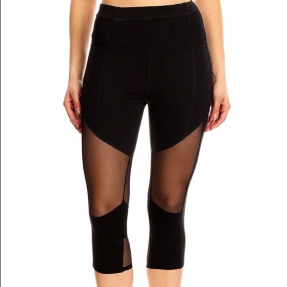 High Waist Mesh Capri - Picture 3 of 4