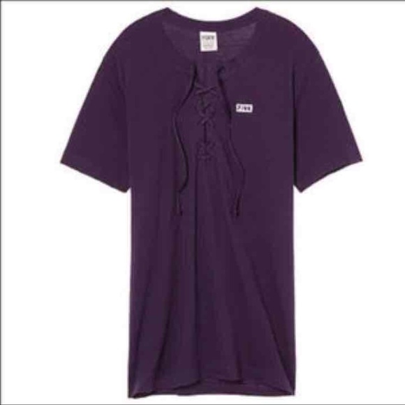 PINK Campus Lace-Up Tee - Picture 2 of 4