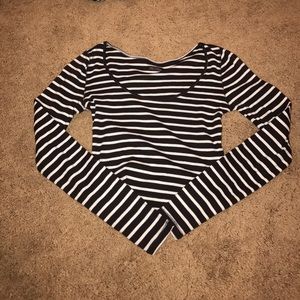 Brown and White Striped Crop Top!