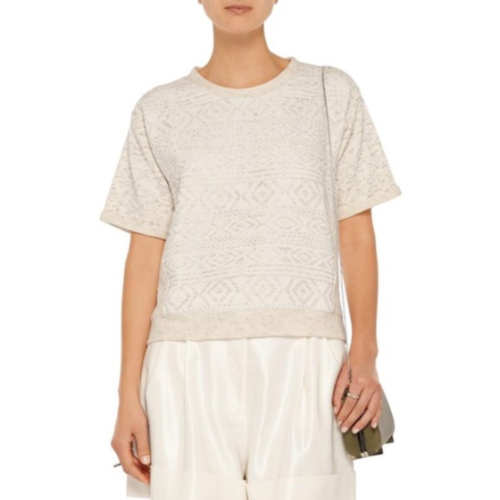 Rebecca Taylor Metallic Jacquard Knit Top