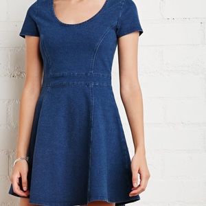 denim fit n flare dress ❤️