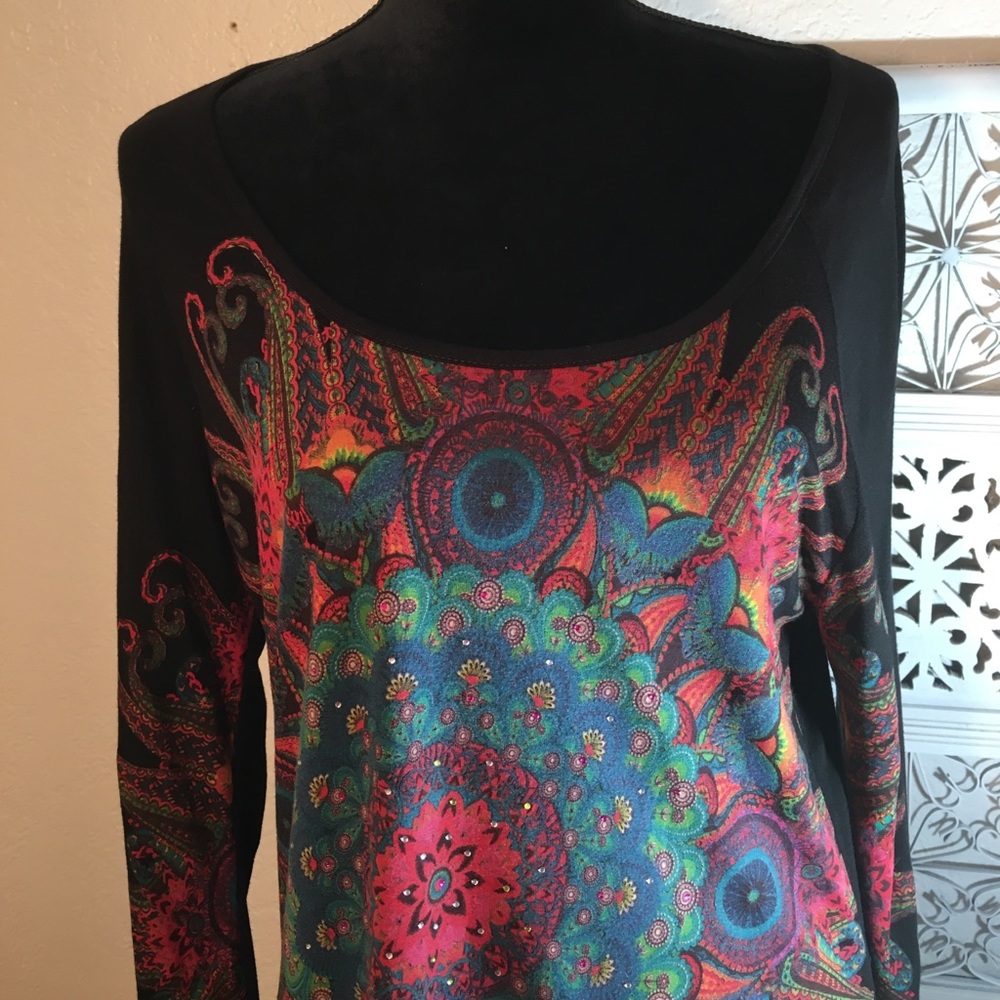 Designual Black Mini Dress w/ Bright, Vivid Colors - Picture 2 of 8