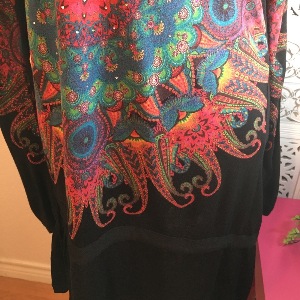Designual Black Mini Dress w/ Bright, Vivid Colors - Picture 3 of 8