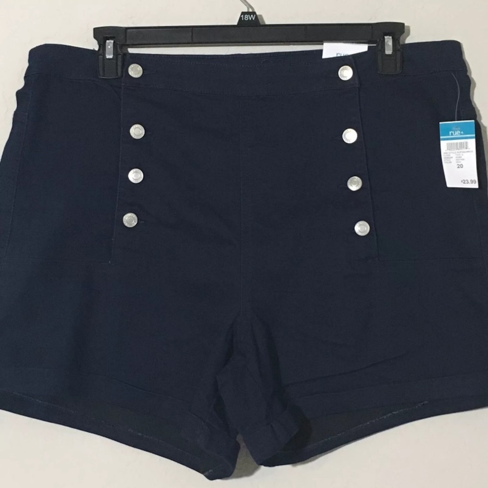 *NWT Navy Blue High Waist Sailor Midi Shorts Rue21 - Picture 2 of 8