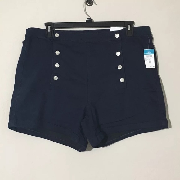 Rue21 Pants - *NWT Navy Blue High Waist Sailor Midi Shorts Rue21