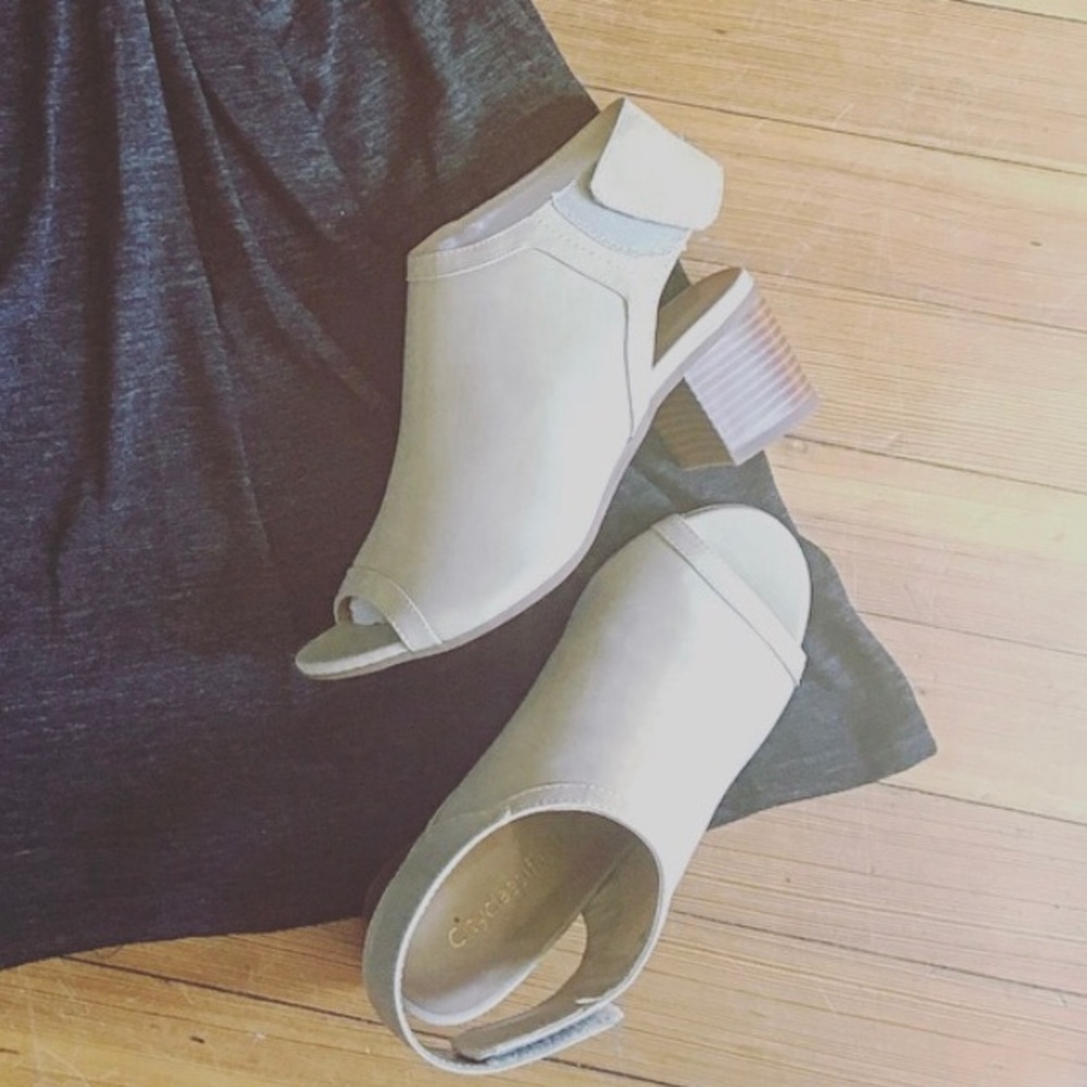 Creme peep toe summer booties