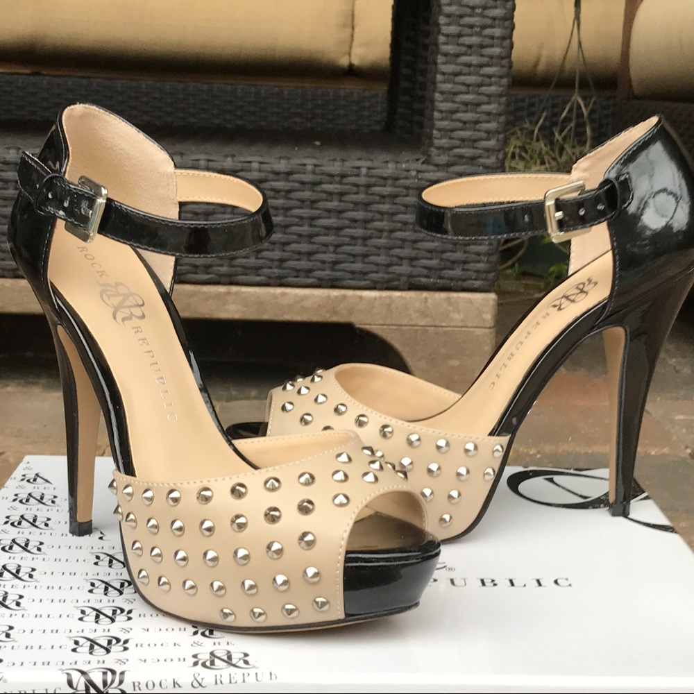 Rock & Republic studded ankle strap heel