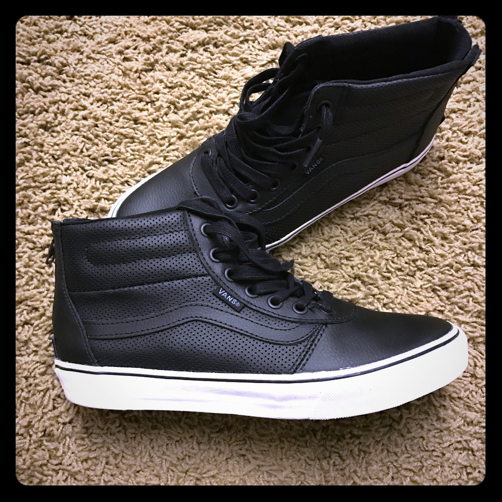 Black patent leather Vans