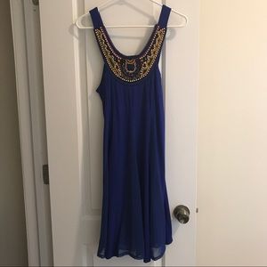 Lulumari Blue Beaded Halter Dress