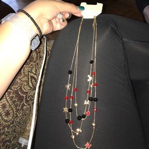 Mickey black and red heart necklace