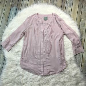 [Maeve] Anthro Blush Pink Pintucked Tunic