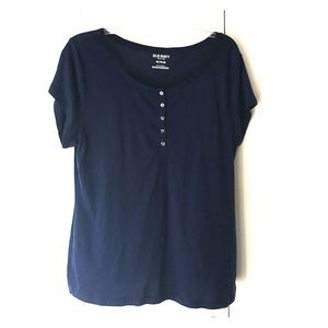 Old Navy Button Navy Blue Short Sleeve Tee Shirt