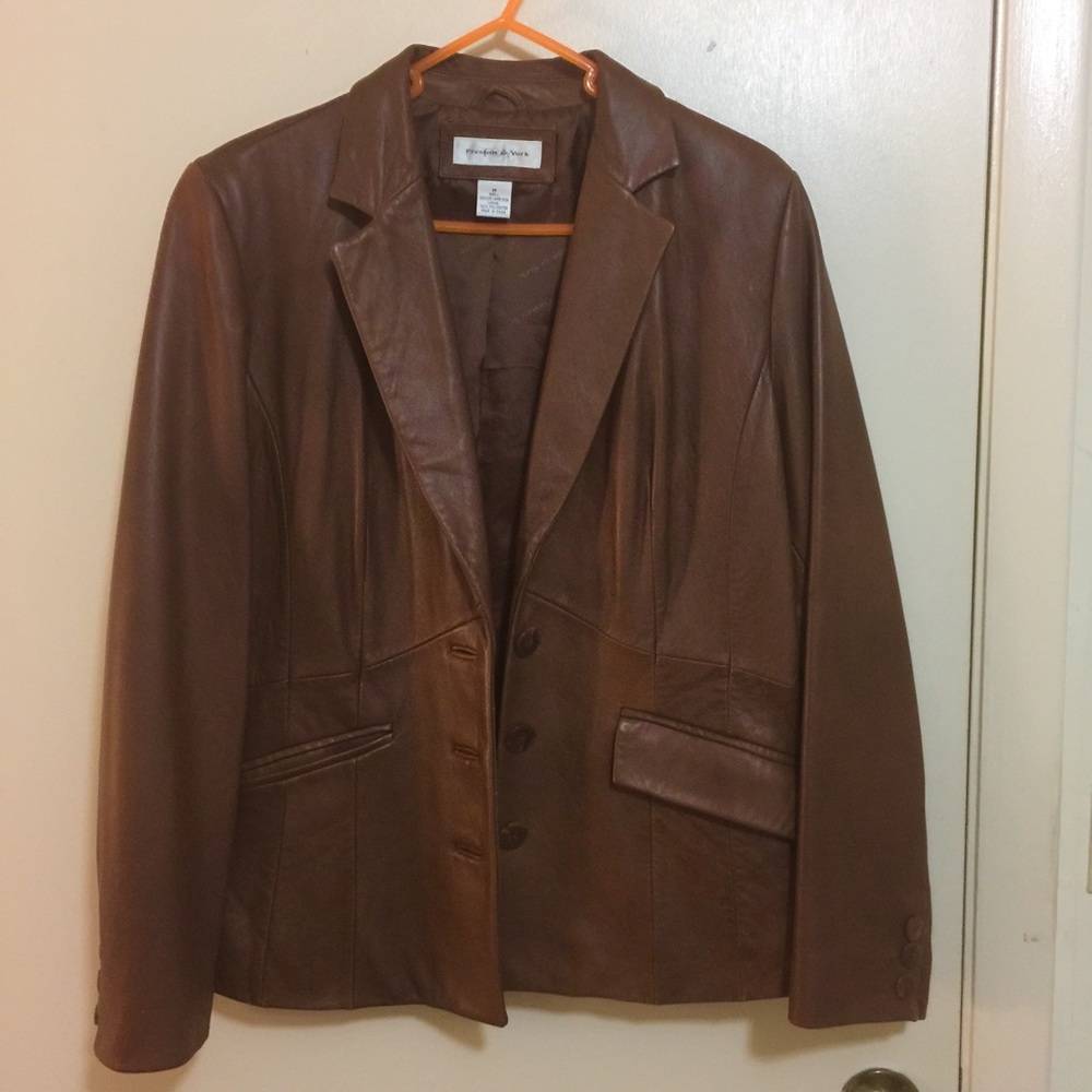 Preston & York Lambskin Brown Leather Jacket - M