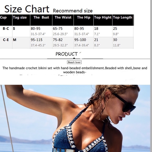 Foxy 5 🌟Fave! Boho Blue Crochet & Shell Bikini - Picture 7 of 8