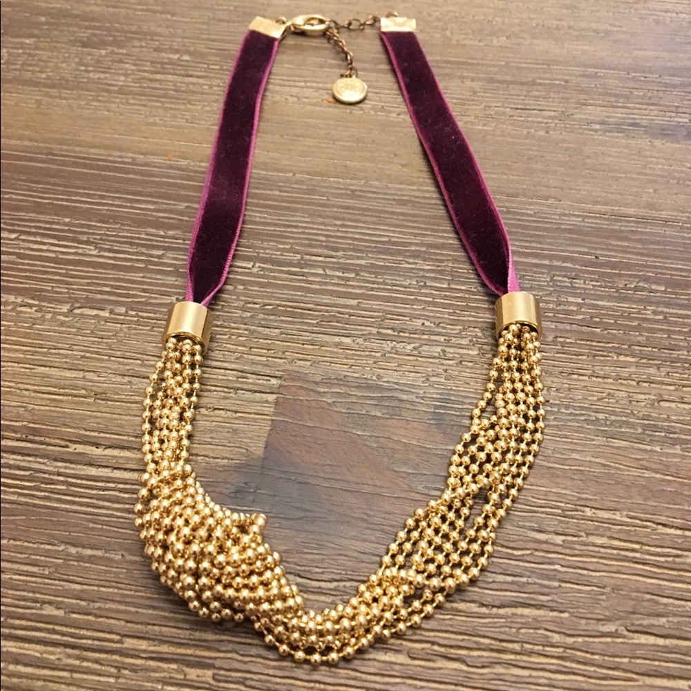 Velvet and gold twisted knot chocker