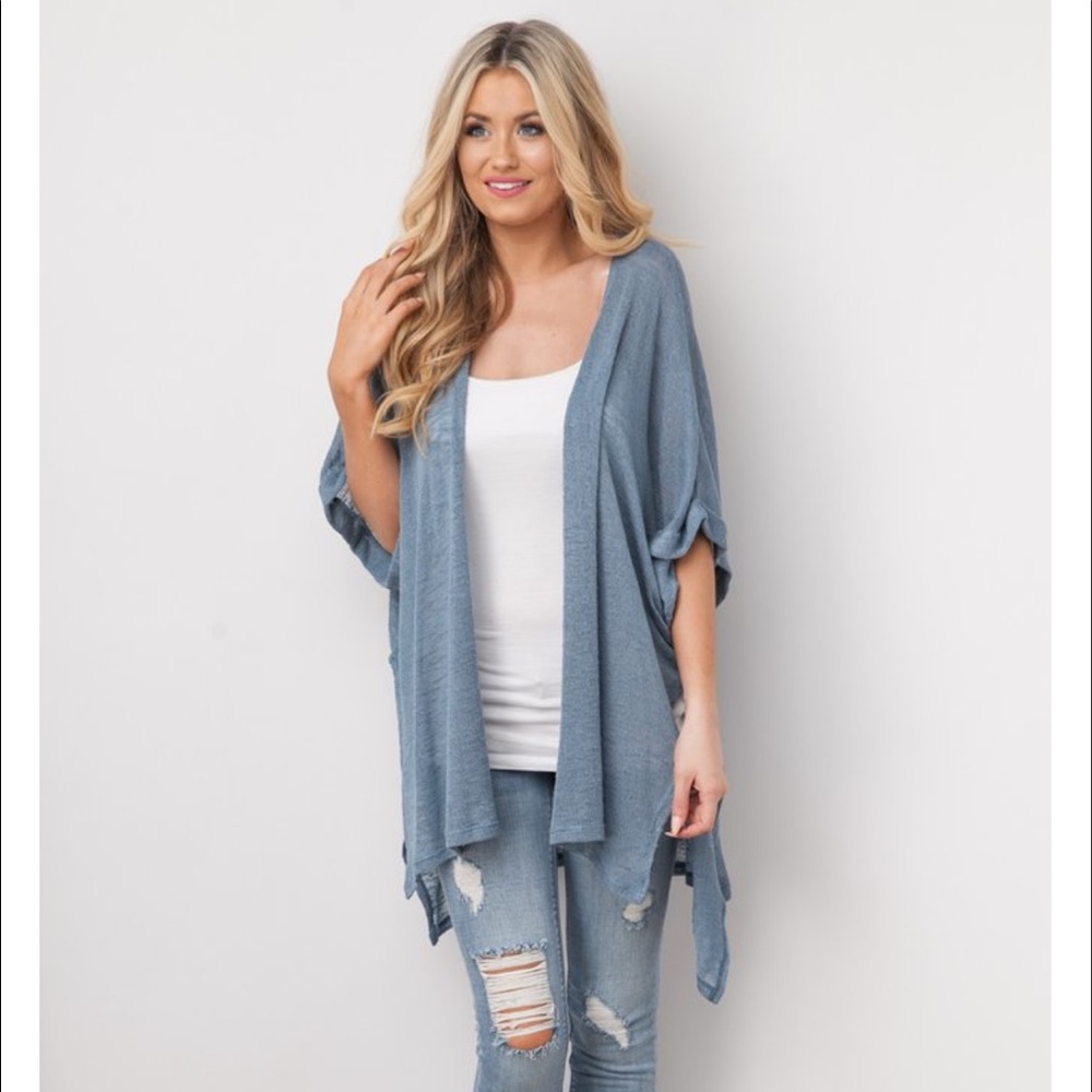 Dusty blue loose cardigan