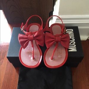 Love Moschino Leather Bow Sandals Size 6