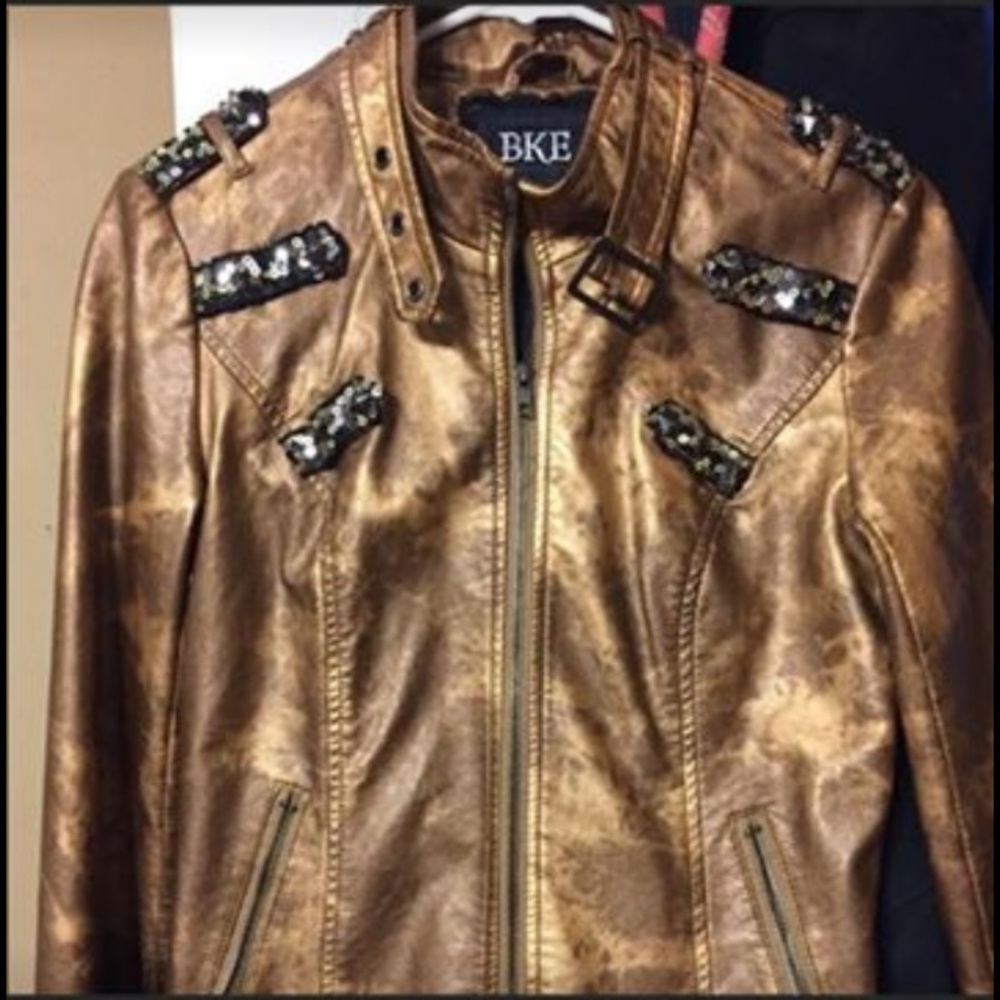 BKE Leather Studded Bronze jacket. From The Buckle