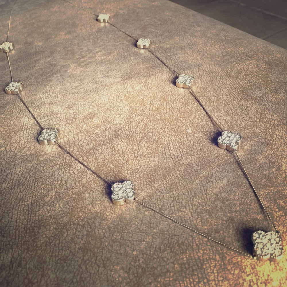 Long gold & pave necklace