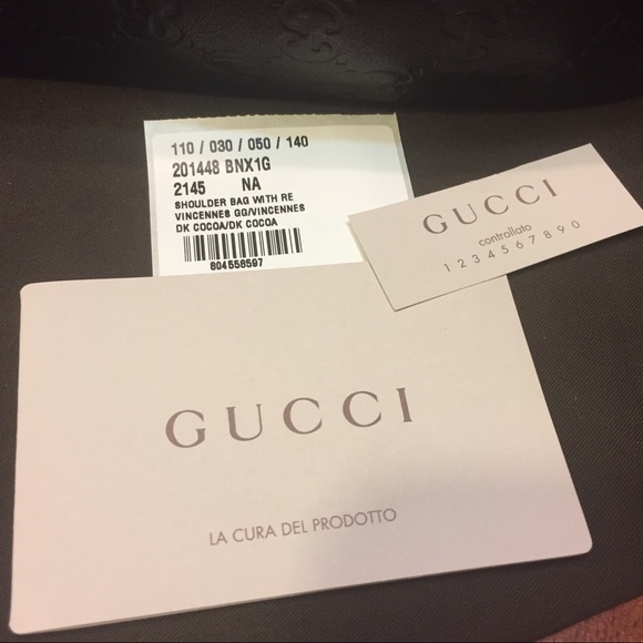 NEW Gucci Shoulder Bag Dark Cocoa Leather - Picture 7 of 8