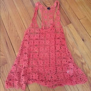 Coral lace tank