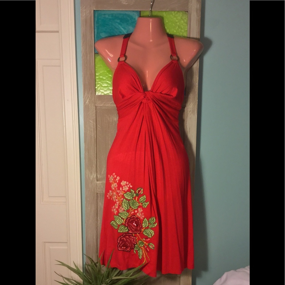 Sexy ~ Red Dress ~ Rose Appliqué