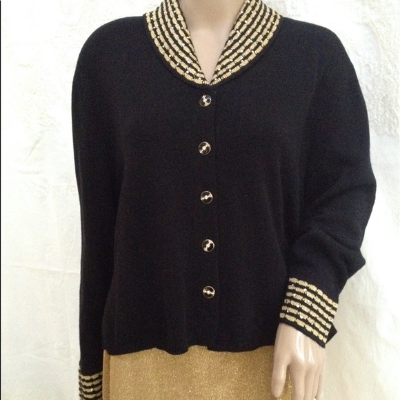 Navy Blue White Short Sleeve Knit Sweater San Remo by Laura VTG XL
