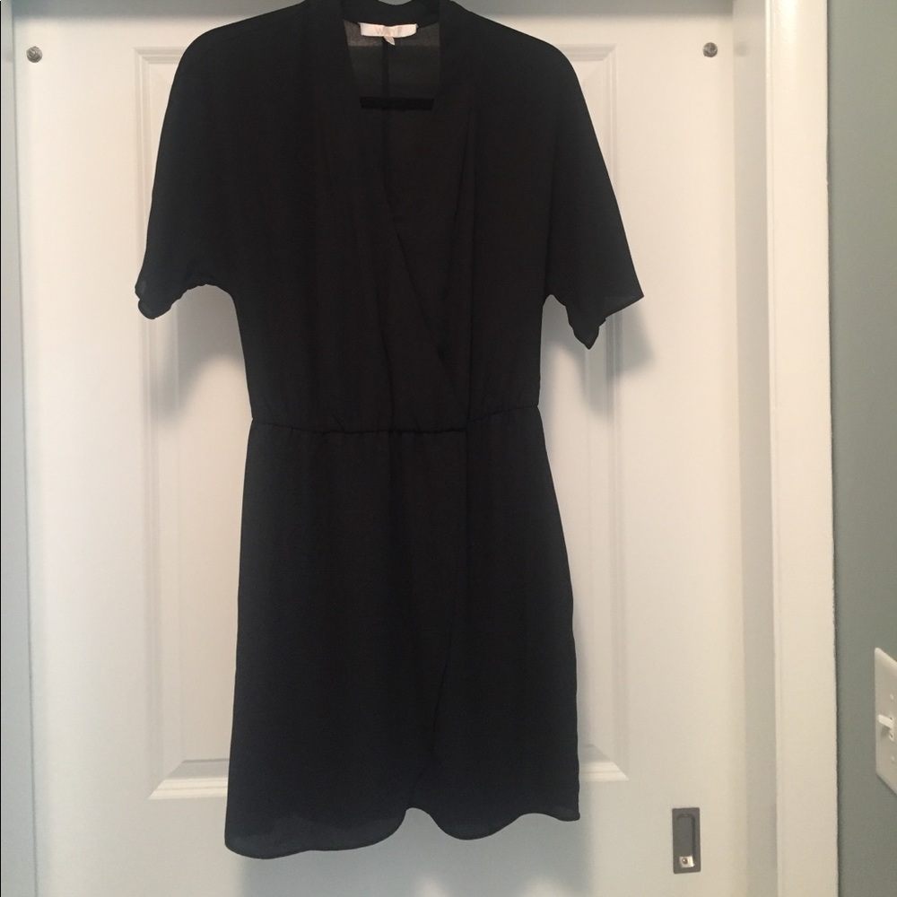 Wrap- Front Black Mini Dress