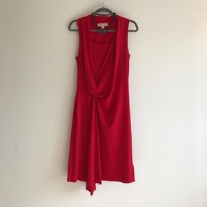 Michael Kors Red Asymmetrical Knit Shift Dress