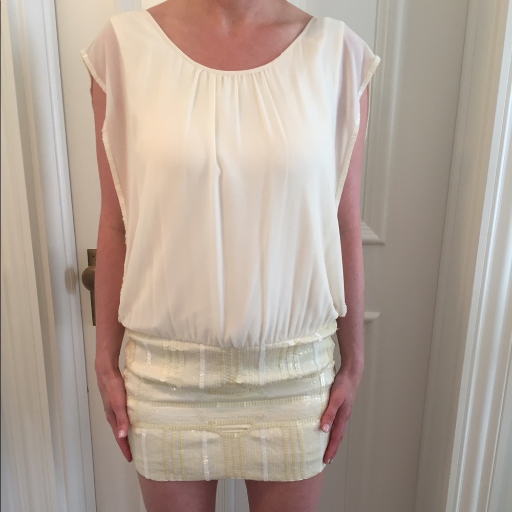 White/Cream sequin skirt dress