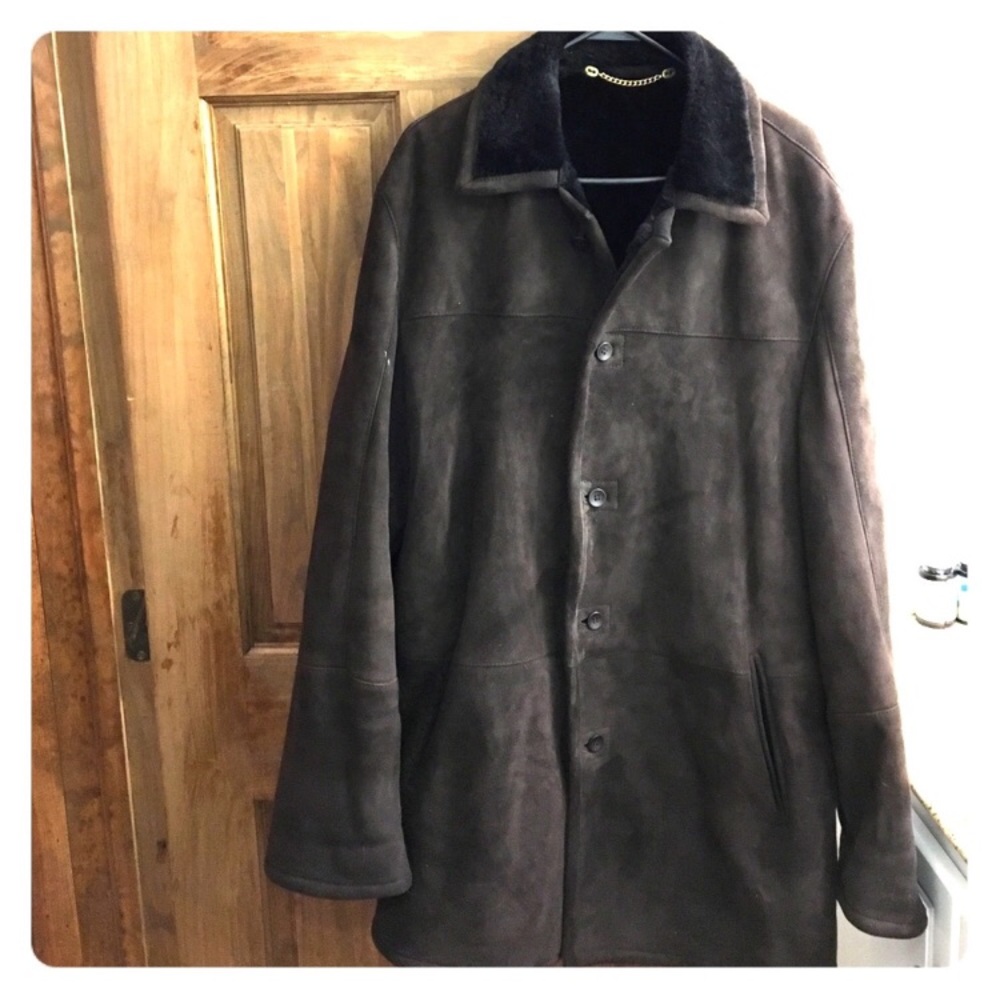 Vintage Shasa Men's Brown Suede Shearling Coat