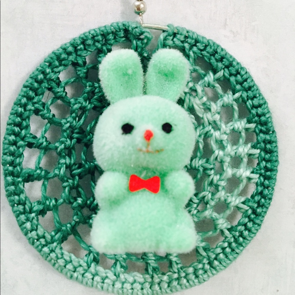 Green Crochet Bunny Rabbit Earrings