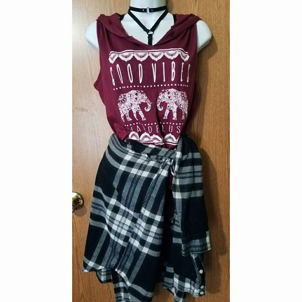 Good vibes boho elephant tank top hoodie