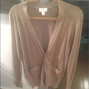Ann Taylor LOFT shimmer gold cardigan