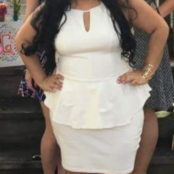 White Peplum Dress - Picture 4 of 4