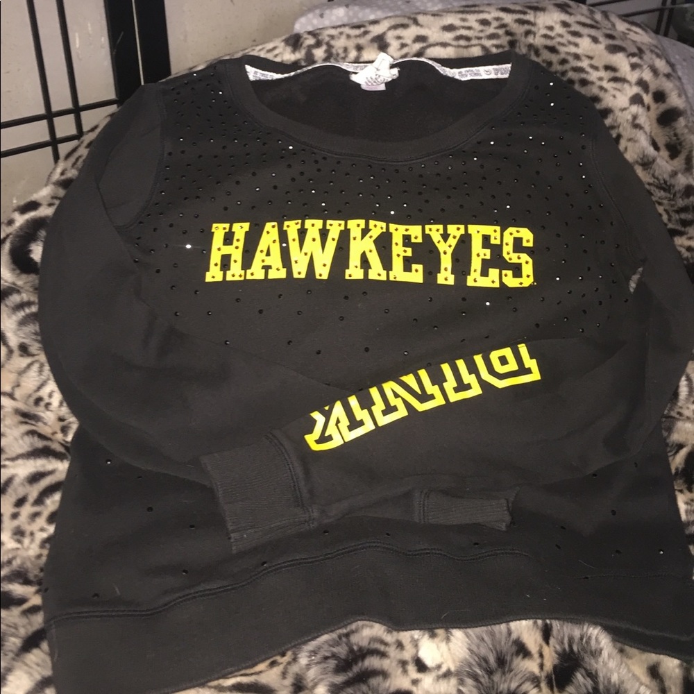 PINK IOWA HAWKEYES BLING SWEATSHIRT SIZE L