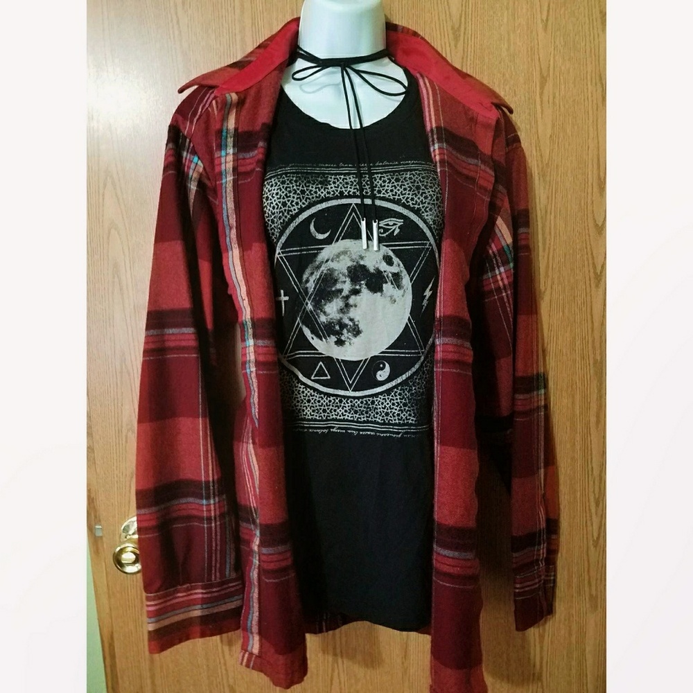 Red flannel shirt punk rock style