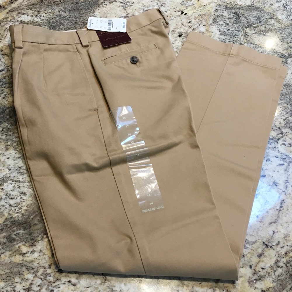 Boys pleated Brooks Brothers advantage chino pants