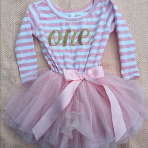 Pink and white tutu One bday dress