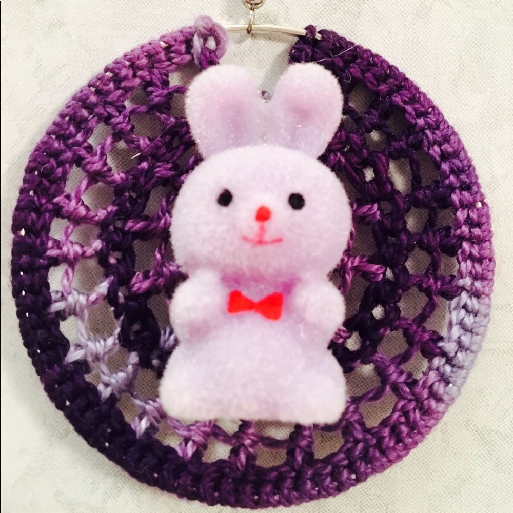 Purple Crochet Bunny Rabbit Earrings
