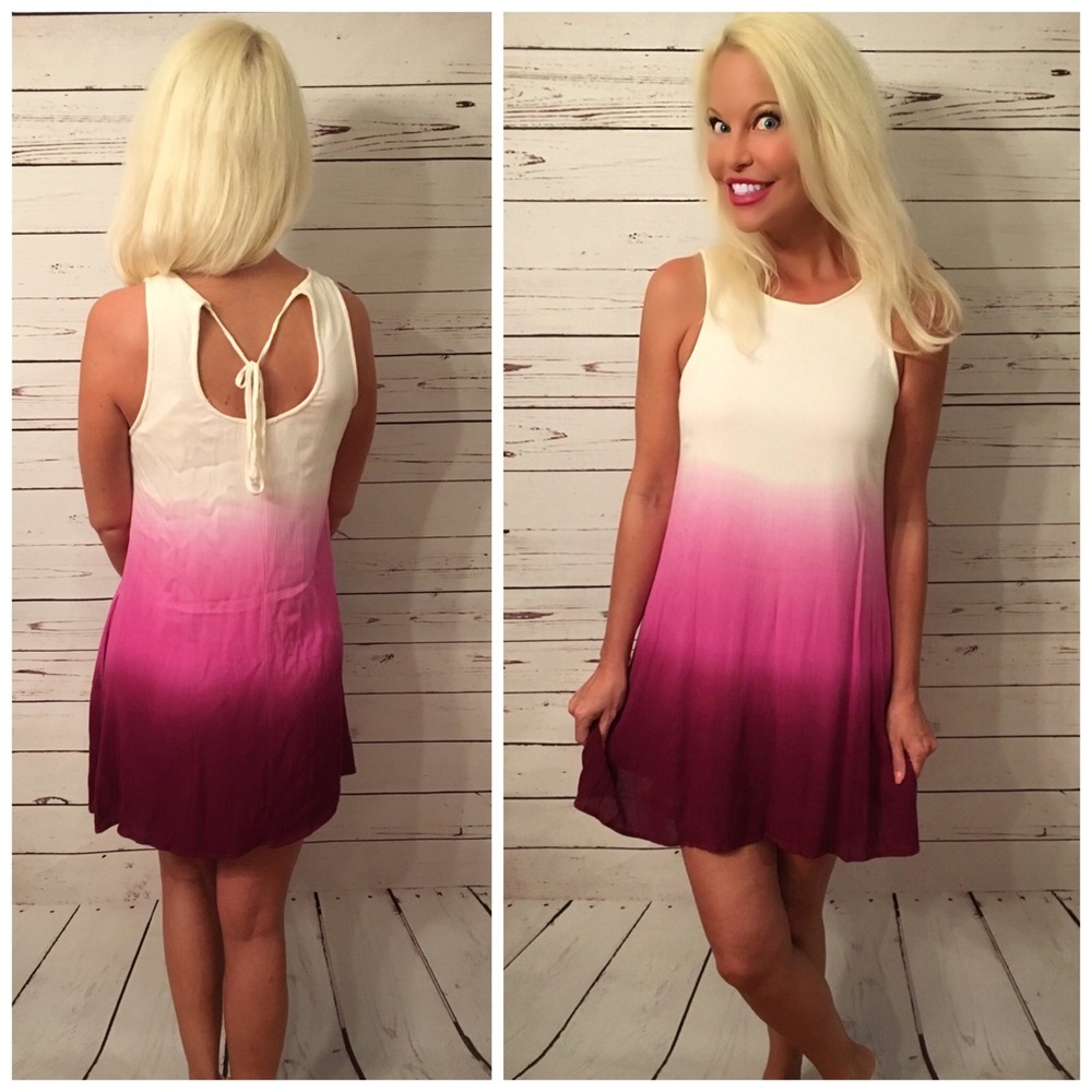 Raspberry ombré back fully lined dress SALE - Picture 2 of 2