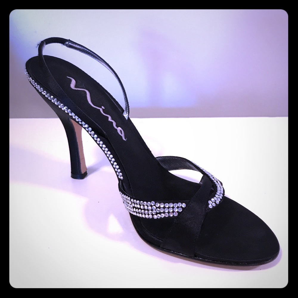 Nina Giana black and crystal bling heels sz.9.5