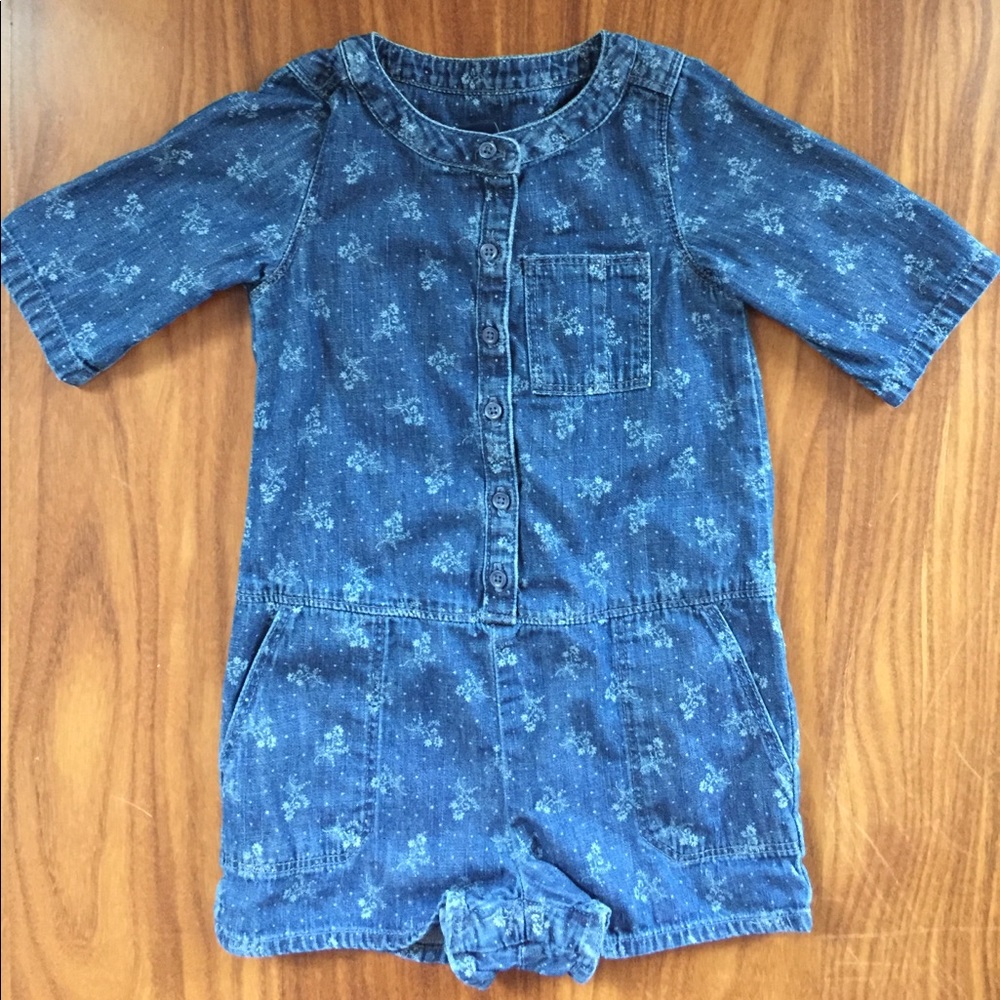 Gap Baby Floral Print Denim Jumper
