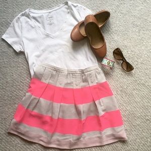 J. Crew Pink and Gray Striped Skirt with Pockets