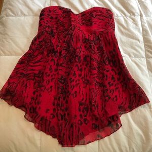 Express Design Studio Red/Black animal print top