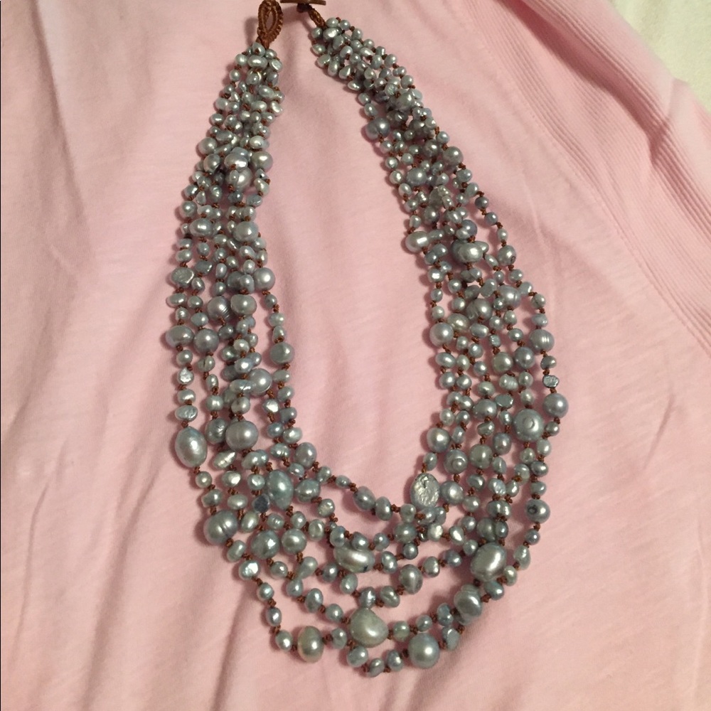 Grey silver seed Pearl necklace