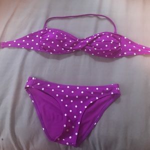 Two piece polka dot swim suit