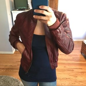 {Forever 21} Burgundy Moto Jacket