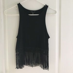 Black Fringe Crop Top!